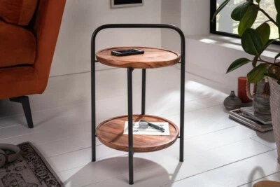 Designer Side Table Tray Coffee Table Zigon Solid Wood, A Foto 1 de 4