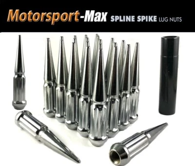 24 PC Solid Spline Spike Lug Nuts Kit | Chrome | 12x1.25 | for Nissan Suzuki - Image 1 of 3