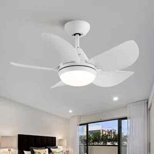 YUHAO Modern 30 in. Indoor Integrated LED Ceiling Fan in White w/ Remote Control - Picture 1 of 9