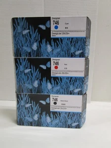 Compatible Ink Cartridge For HP Designjet 746 CYAN RED MATTE BLACK New & Sealed - Picture 1 of 5