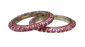 Pair of Light Pink glitter diamante & rectangle stone bangles Indian Bollywood - Picture 1 of 1