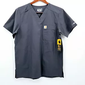 Carhartt Force Modern Fit Scrub Top Men's Size Small Dark Gray C16113 V Neck NEW - Picture 1 of 16