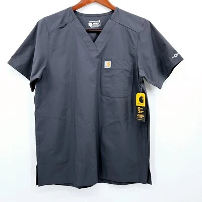 Blusa Médica Carhartt Force Ajuste Moderno Para Hombre Talla Pequeña Gris Oscuro C16113 Cuello en V NUEVA Foto 1 de 4