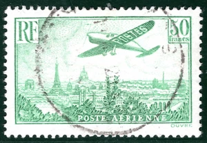 FRANCE Air Mail Scott.C14var 50Fr Green Shade (1936) High Value CDS Used SBG6 - Picture 1 of 6