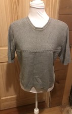 Worth Women's Sweater Gray Short Sleeve Size Large with Shoulder Pads ~ *WOW*