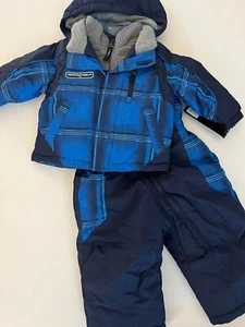ZeroXposur Set Baby Boy Size 12 Months Coat Bibs Snowsuit Blue Plaid Jacket NWT - Picture 1 of 7