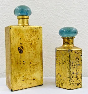 Paar mexikanische Glas Blattgold blau Glas Stopfen Deko Flaschen - Bild 1 von 14