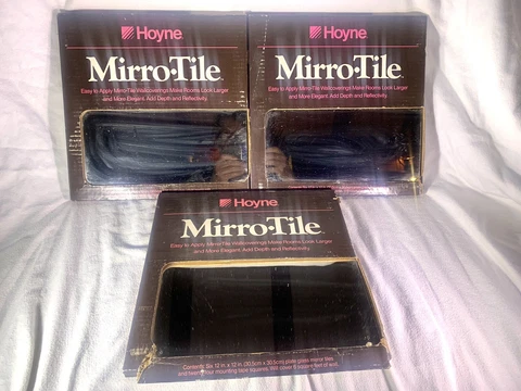 3 Packs NOS New VTG 1970s Hoyne Mirrored Glass-Tile Hoyne 12x12 Tiles 18 Total Cover