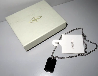 FOSSIL Herrenhalskette Herrenkette Edelstahl schwarz silberfarben JOF0057699 NEU - Bild 1 von 4