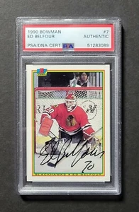Ed Belfour signed Chicago Blackhawks 1990-91 Bowman Hockey Card Psa - Picture 1 of 2
