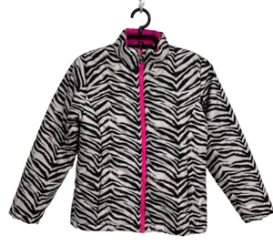Swiss Tech Girl's Long Sleeve Black & White Zebra Print Zip Puffer Coat Size L - Picture 1 of 12