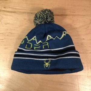 Spyder Icebox Pom Hat Boys Blue Multi-Color One Size NEW!! - Picture 1 of 5