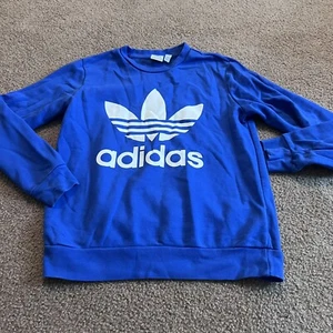 Adidas Originals Sweatshirt Trefoil Crew Neck Sweat Sz Youth 13/14 Royal Blue - Picture 1 of 4