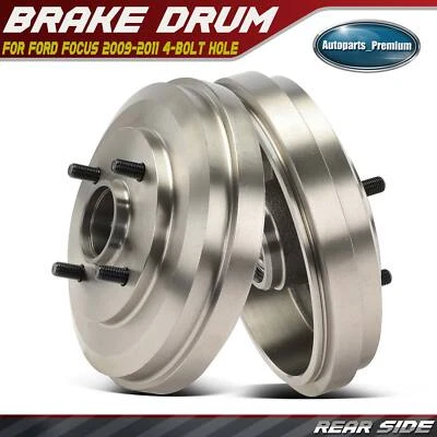 2x Rear Passenger & Driver Side Brake Drum for Ford Focus 2009-2011 4-Bolt Hole - Image 1 of 4