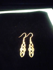 14KT ROSE GOLD & STS SHINY SWING DROP  DANGLE EARRINGS 1  IN SPECIAL + BONUS - Picture 1 of 10