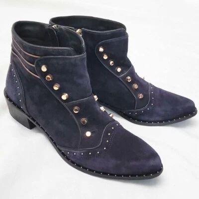 Botines Ivy Kirzhner Soldier Stud Gamuza Cuero. Azul marino 9/9,5 Foto 1 de 4