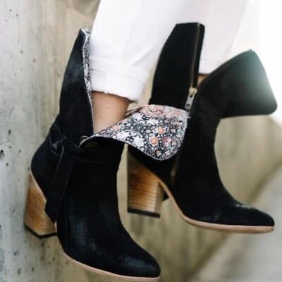 Botas Freebird by Steven Riot de gamuza negras tacón medio pantorrilla talla 6 Foto 1 de 4