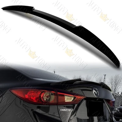 FIT 2014-2018 MAZDA 3 SEDAN W-POWER PEARL BLACK V-STYLE REAR TRUNK LID SPOILER - Image 1 of 4
