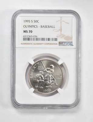 1995 S MS70 Olympics - Baseball Commemorative Half Dollar NGC Brown Label *9558 - Image 1 of 4