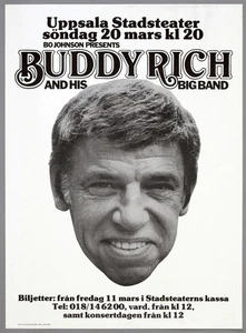 BUDDY RICH – rare vintage original Uppsala, Sweden 1977 jazz concert poster - Picture 1 of 3