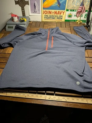 LL Bean 1/2 Zip Pullover Mens XL Blue Slightly Fitted Mountain Fleece Mock Neck - Image 1 of 4