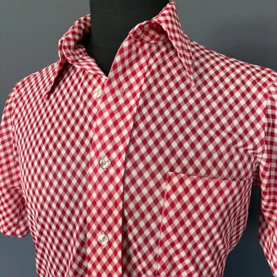 Vintage 1970s Arrow Scrambler Knit Shirt | Sz Small | Gingham Western Cowboy - Image 1 of 4