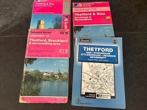 Thetford & Diss Ordnance Survey Maps x3 & Barnett's Map Thetford Brandon - Picture 1 of 8