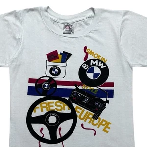 Vtg 80s 90s BMW Europe Automotive Car Pop Art T-Shirt Sz Large Single Stitch - Picture 1 of 4