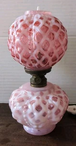 VTG 10" P & A Mfg Co Cranberry Opalescent Glass Electric Oil Lamp - Picture 1 of 16
