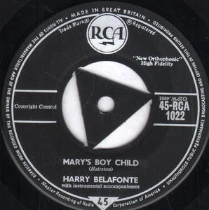 Harry Belafonte Mary's Boy Child 7" vinyl UK Rca tri centre label design - Picture 1 of 2