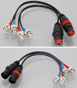 1Pairs XLR 3Pin to +/- BNC Male Quant Asylum Balanced​ Audio Y-Split Cable 2~6FT - Picture 1 of 5