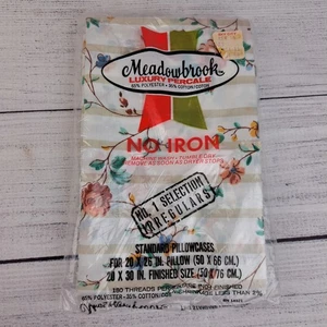 Vintage Meadowbrook Luxus Musselin unregelmäßig 2 Standard Kissenbezüge Blumen Streifen - Bild 1 von 9