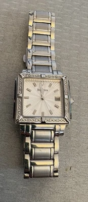 Bulova Diamond Woman Day Date Square MOP Pearl Dial Watch C637509 NEW BATTERY - Image 1 of 4