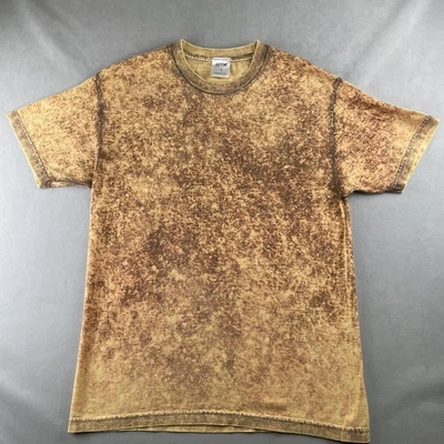 Camisa EPTM Para Hombres M Marrón Tostado Prenda Teñida Lavado Ácido Brillante Cuello Redondo Manga Corta Foto 1 de 4