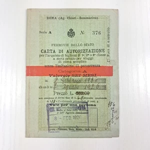 Raro documento originale rilasciato dalle Ferrovie dello Stato Italiane nel 1926 - Imagen 1 de 3
