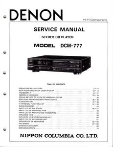 Manual de servicio original Denon DCM-777 con esquemas y diagramas desplegables - Imagen 1 de 1