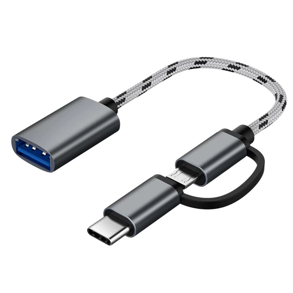 2 in 1 USB OTG Cable Type-C/Micro-USB to USB 3.0 Adapter Braided Designed1047 - Bild 1 von 4