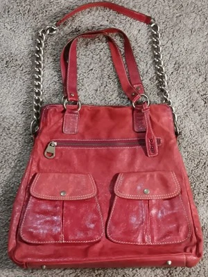 Bolso de hombro mensajero de cuero rojo para mujer ABRO Foto 1 de 4