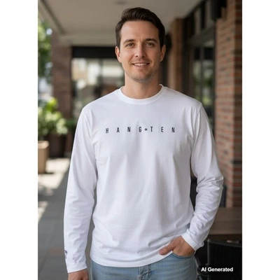 Hang Ten Mens White Long Sleeve UV Protection UPF 50+ T Shirt Size M - Image 1 of 4