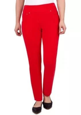 Ruby Rd. Women’s 18 Pinwale Stretch Straight Leg Corduroy Pants Red Slim Pullon - Image 1 of 4