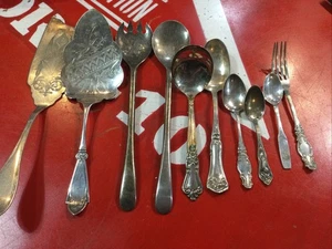 vintage silverware mixed lot Flatware Spoon Fork Serving. No Reserve - Picture 1 of 10