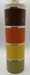 Full Set 4 Vintage 1970's Tupperware Stacking Spice Shakers #1308 Harvest CLEAN - Picture 1 of 7