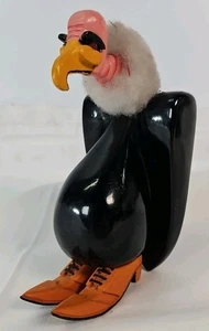 Vintage Hand Carved Folk Art Wood Vulture Buzzard Sculpture Hand Painted - 6" - Picture 1 of 4