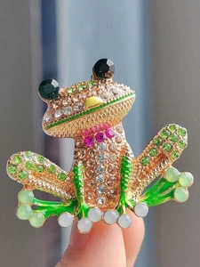 1pc Colorful Rhinestone Frog Brooch, Creative Unique Accessory - Picture 1 of 5