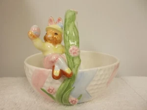 Vintage Omnibus Fitz & Floyd Ceramic Easter Rabbit Bunny Basket - Picture 1 of 7