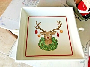 Mud Pie Mudpie Christmas Reindeer Square Baker NWT - Picture 1 of 3