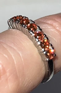 ANILLO DE ACERO SIN ESTABILIDAD - firmado 316LSS - Piedras rojizas/naranjas/marrones SS-120 - Imagen 1 de 6