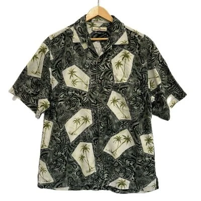 Camisa de campamento Tommy Bahama 100 % seda estampado de palmeras para hombre talla pequeña manga corta Foto 1 de 4
