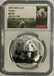 Moneda Panda de Plata China 2009 1oz, NGC MS70 - Imagen 1 de 3