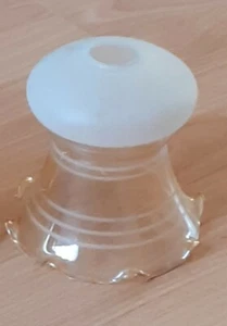 Vintage Frosted White & Beige Light Shade Striped Scalloped Wavy Rim - Picture 1 of 4